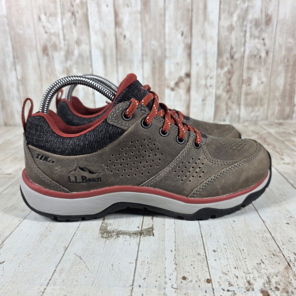 LL Bean Trail Model Low Hiking Shoes Womens 8 Brown Red Waterproof TEK2.5 514193